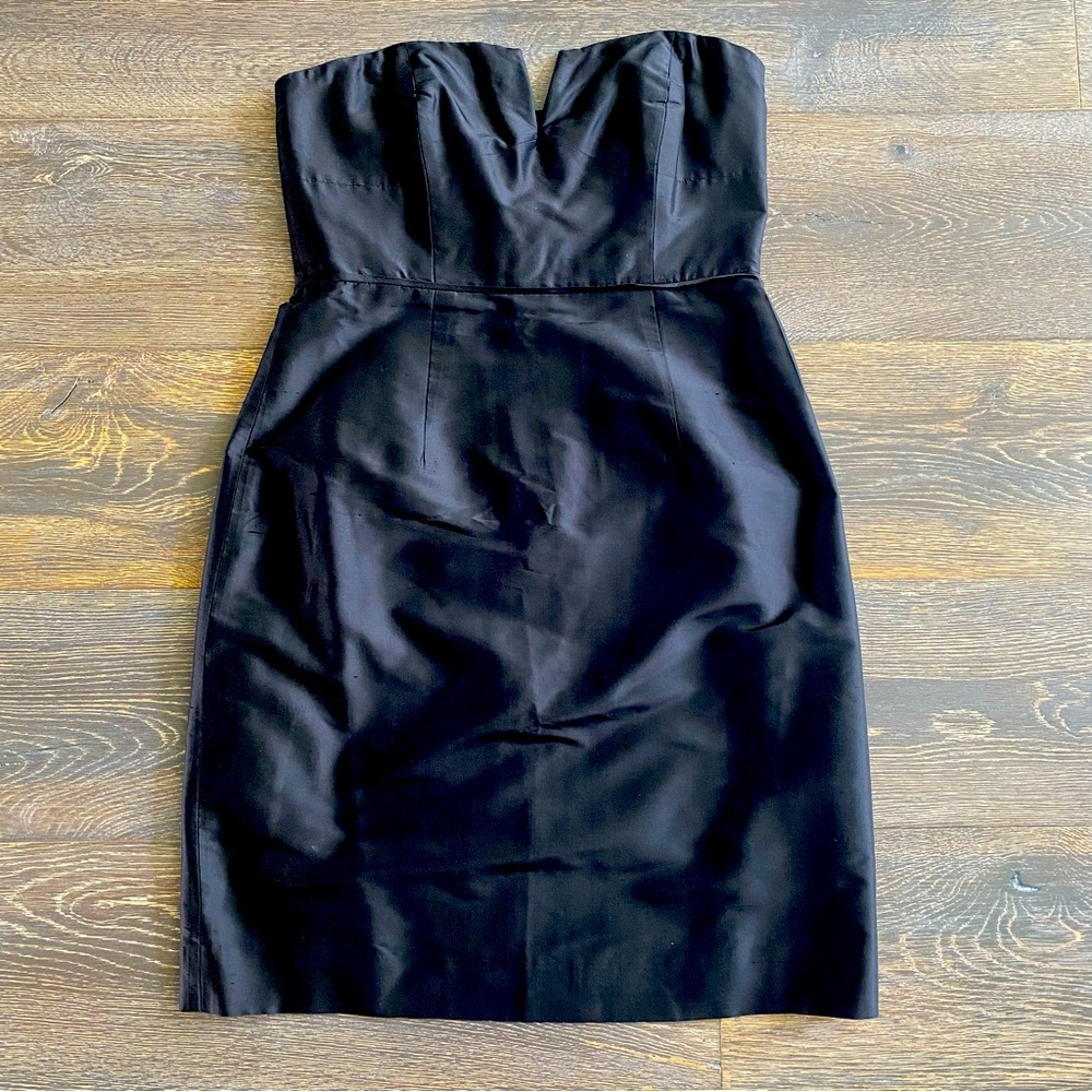 J Crew black silk strapless dress